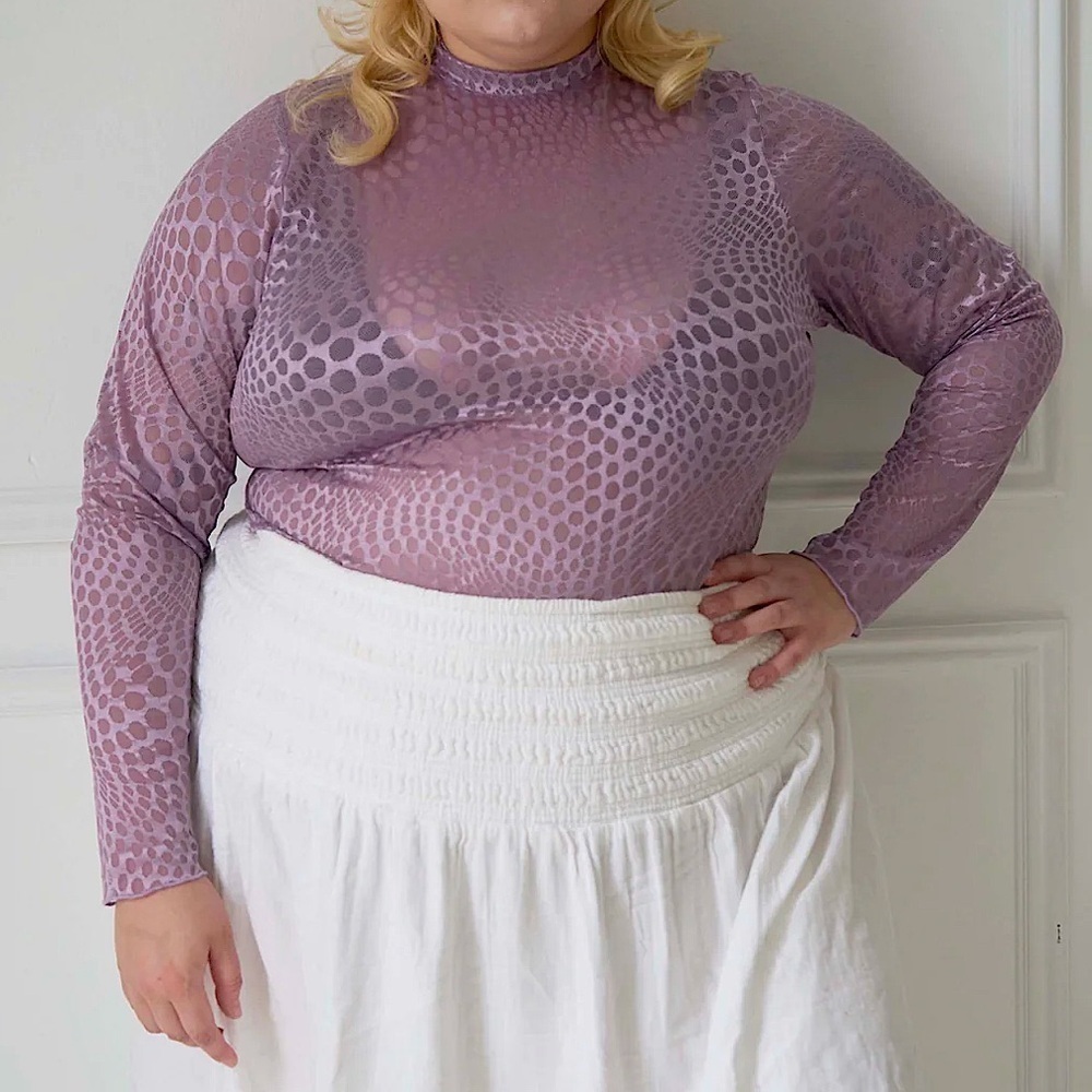 Tamara‎ Malas Normandie Sheer Top Lilac Lavender 2/4 S/M